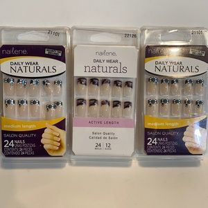 Nailene Saily Wear Natural Nails 3 packs Medium Length & Active Length New